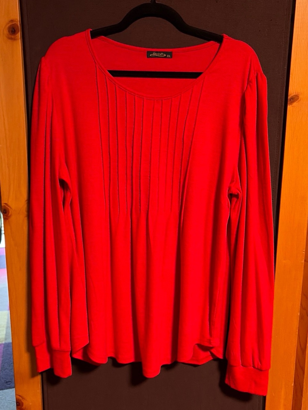 Ofeefan Plus size XXL Red long sleeve Basic Top